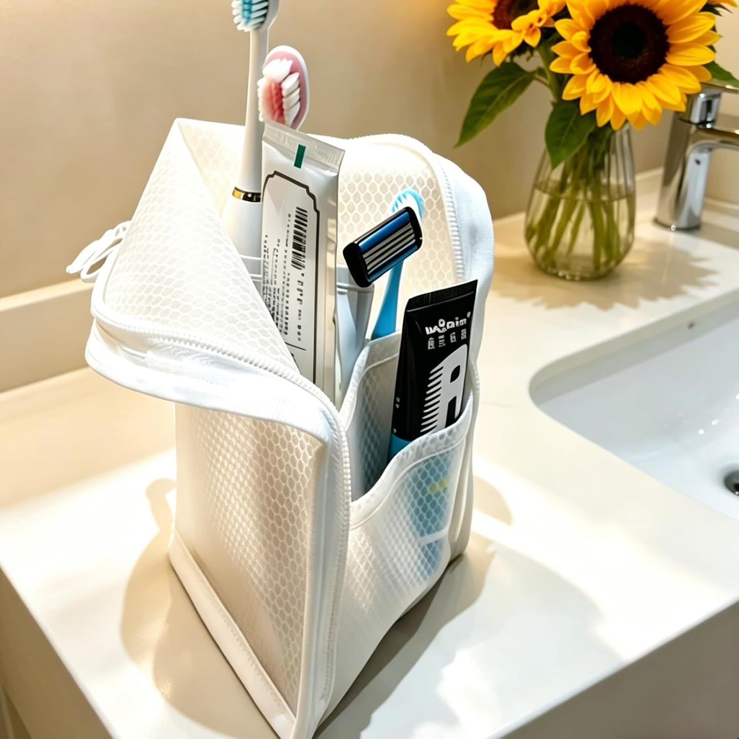 Portable Standing Toiletry Bag - Travel Cosmetic Pouch Set | Clear Makeup Bags (2 Pieces)