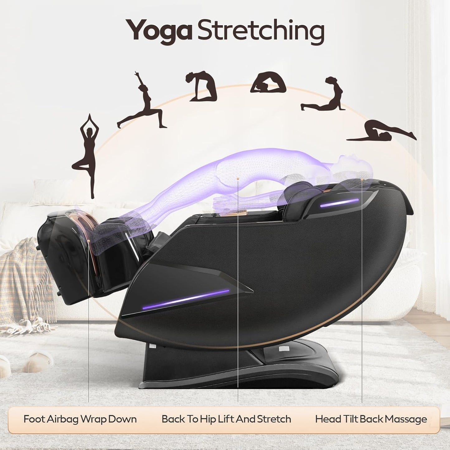 4D Full Body Massage Chair - Zero Gravity SL-Track Shiatsu Recliner with Core Heating & 20 Techniques | Deep Yoga Stretch & Foot Rollers