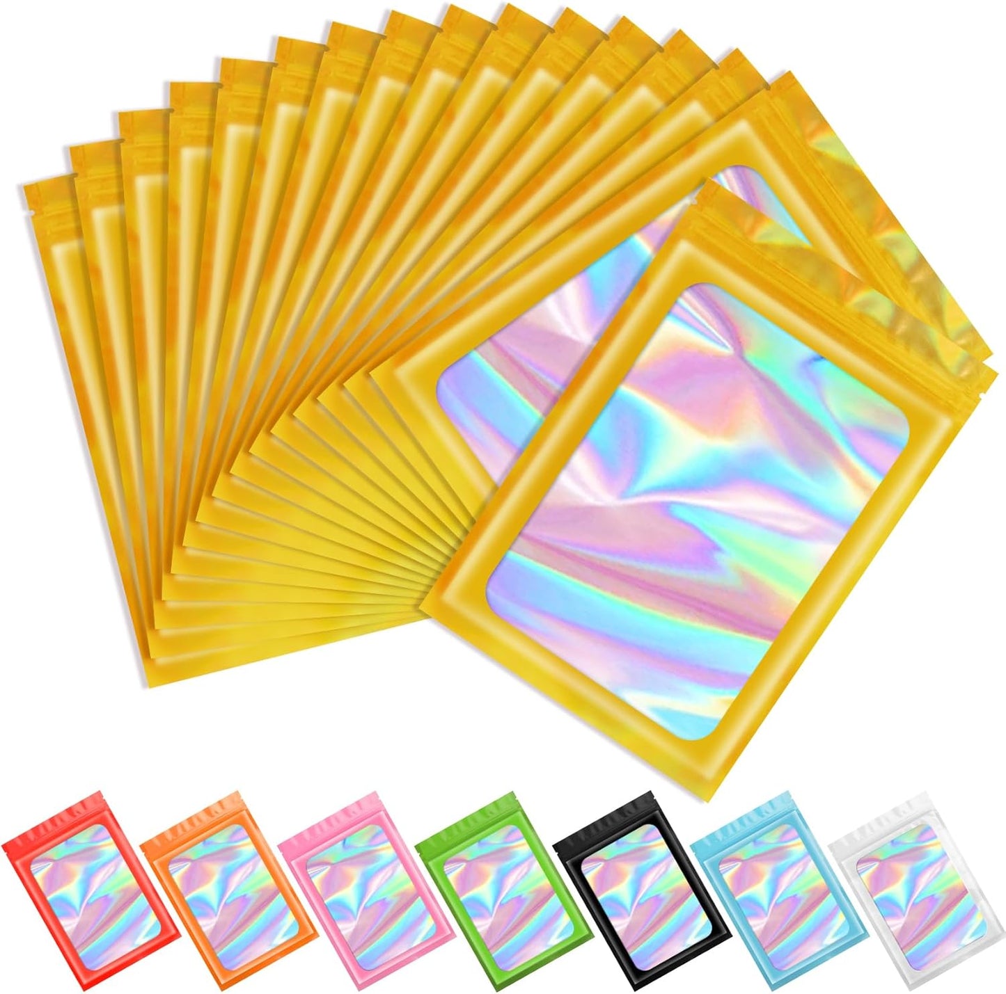 Purple Smell Proof Mylar Holographic Bags - 100 Pcs Resealable Odor Proof Foil Pouches for Food Storage | 2.4x3.9 In