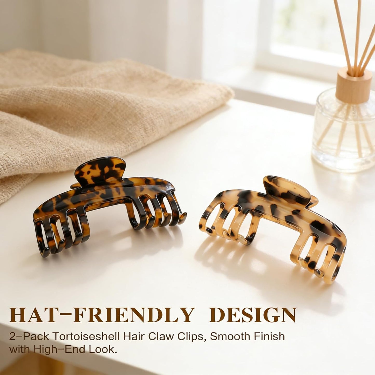 Hair Claw Clips - Non-Slip Acetate Clips for Baseball Caps | Durable Grip Hair Accessories for Women & Girls