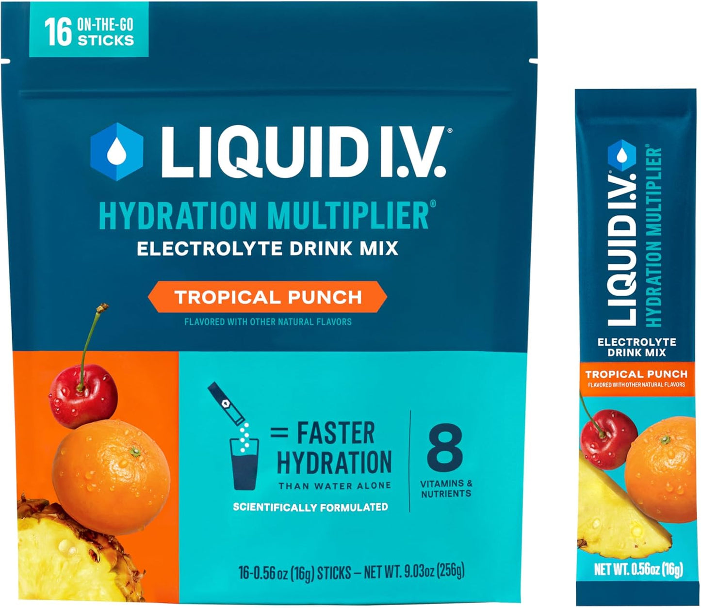 Liquid I.V.® Hydration Multiplier - Electrolyte Powder Drink Mix | Popsicle Firecracker Flavor | 16 Servings