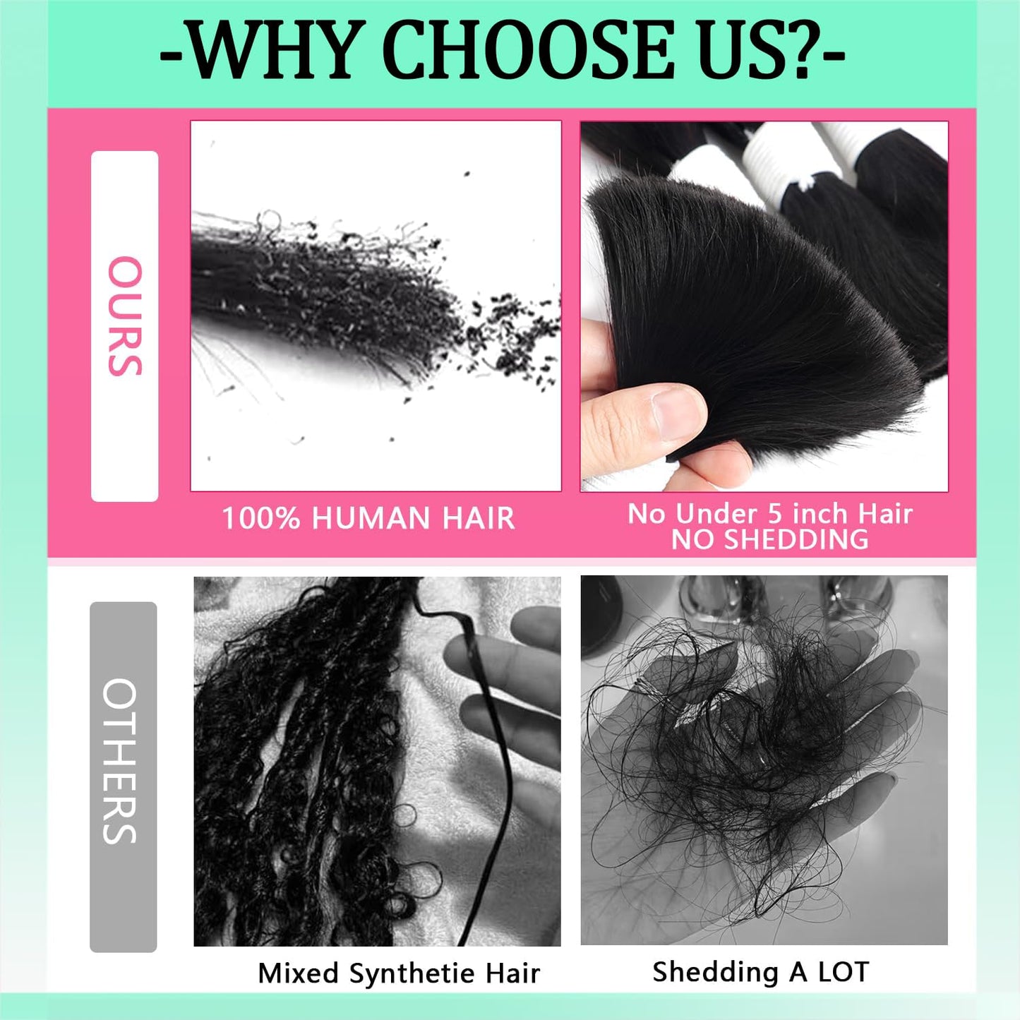 Human Braiding Hair for Boho Braids 100% virgin Human Hair 110g 20 Inch Curly Knotless 12A Deep Wave Bulk Bohemian Braiding Hair for 2 Bundles/Pack Extensions (1B-Natural Black-Deep, 20Inch)