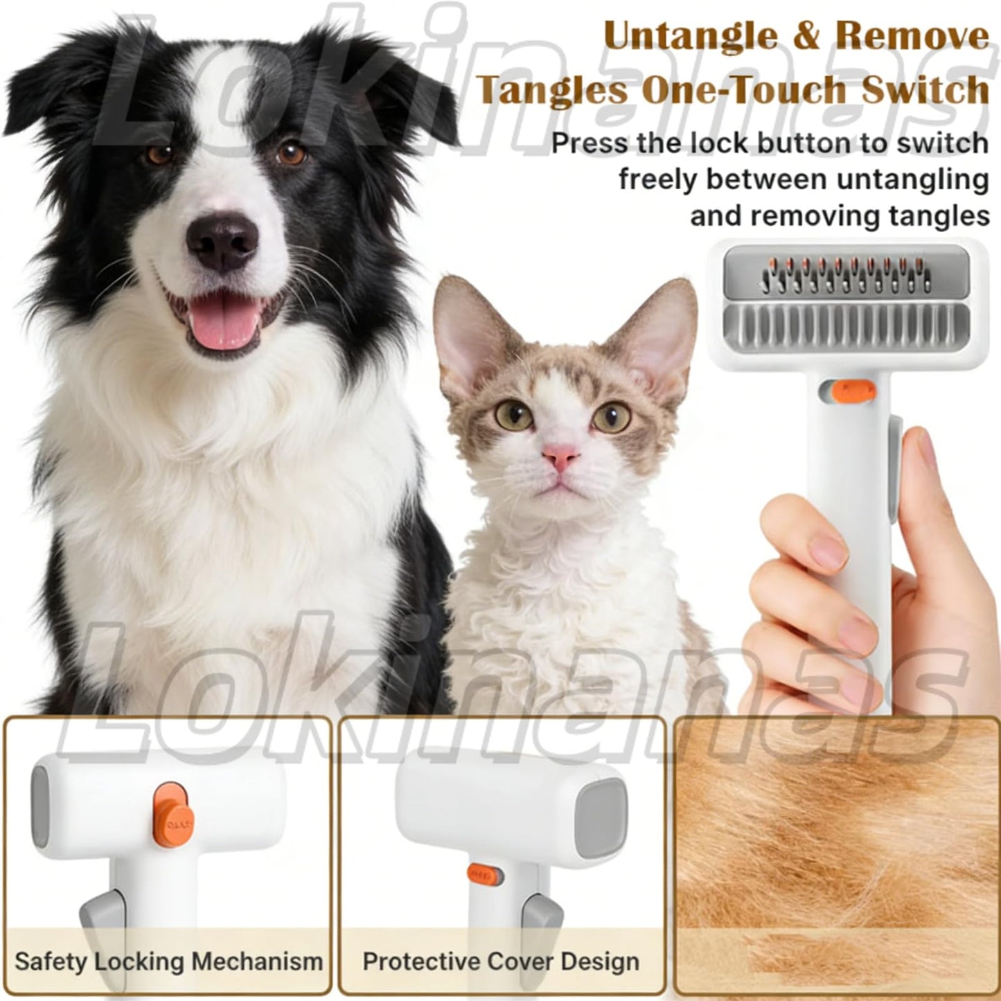 2026 New 2-in-1 Pet Self-Detangling & Grooming Comb, 2-in-1 Pet Comb Untangle & Remove Tangles One-Touch Switch, Pets Grooming Brush Detangle, Deshed, Massage for Dogs & Cats (1PC)