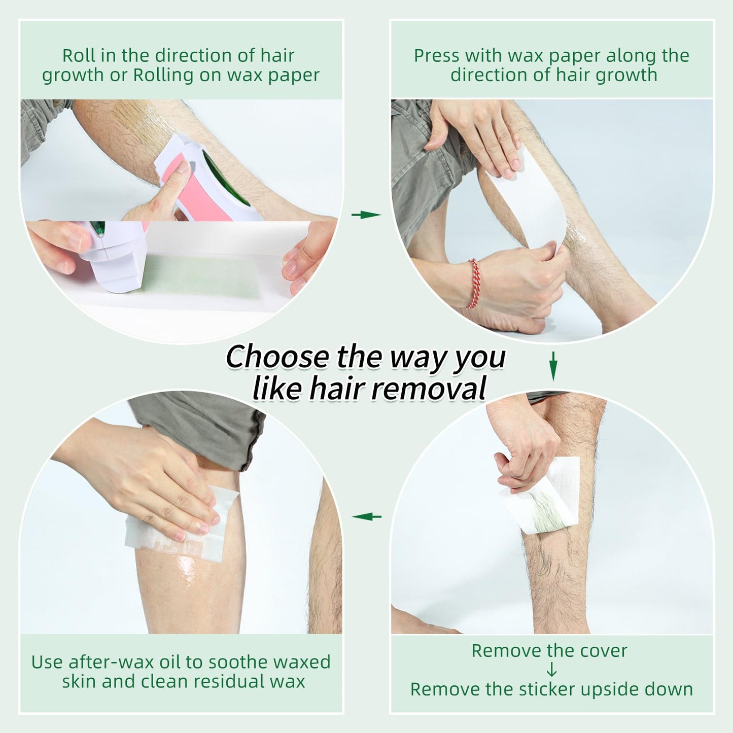 Roller Waxing Kit for Sensitive Skin Aloe roll on wax cartridge warmer for arms legs and larger areas of the body hair removal at home waxing kit for women and men