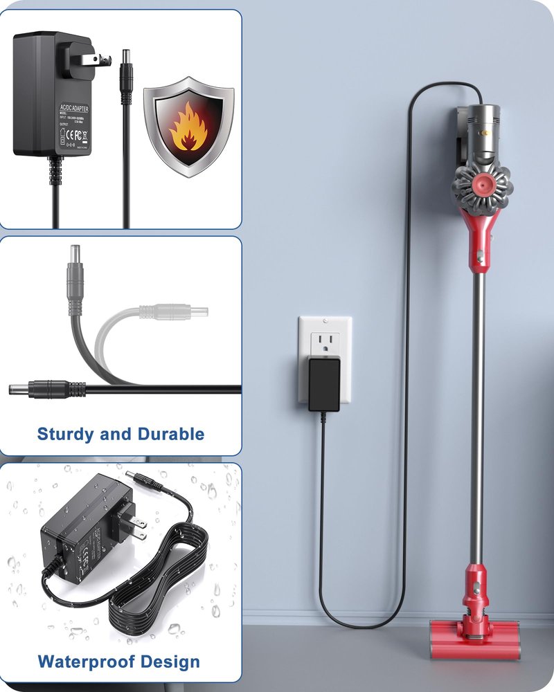 for PRETTYCARE Cordless Vacuum Cleaner Charger Compatible with SPRETTYCARE W100 W200 W300 W400 20KPa 22.2V 180W Power Cord with 5.9FT Power Cord