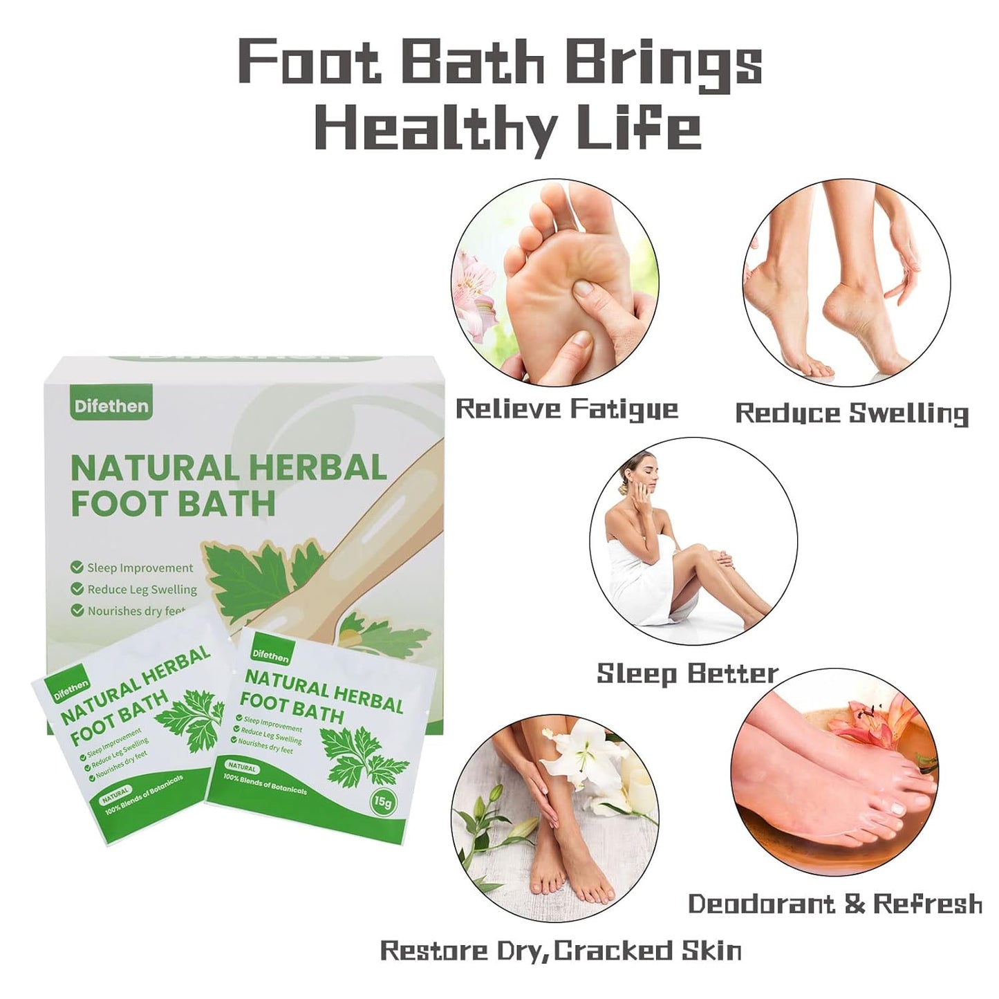 Mugwort Herbal Foot Soak Bag - Lymphatic Ginger Bath for Anti-Swelling | 15g Each, 10 Pack