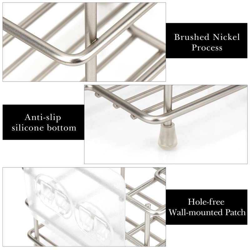 Linkidea Desktop Stainless Steel Razor Holder for Shower, Shaving Can Gel Storage Stand with Non-Slip Base, Compatible with Gillette Fusion ProGlide, Mach 3, Harry's 5 Blade (Silver)