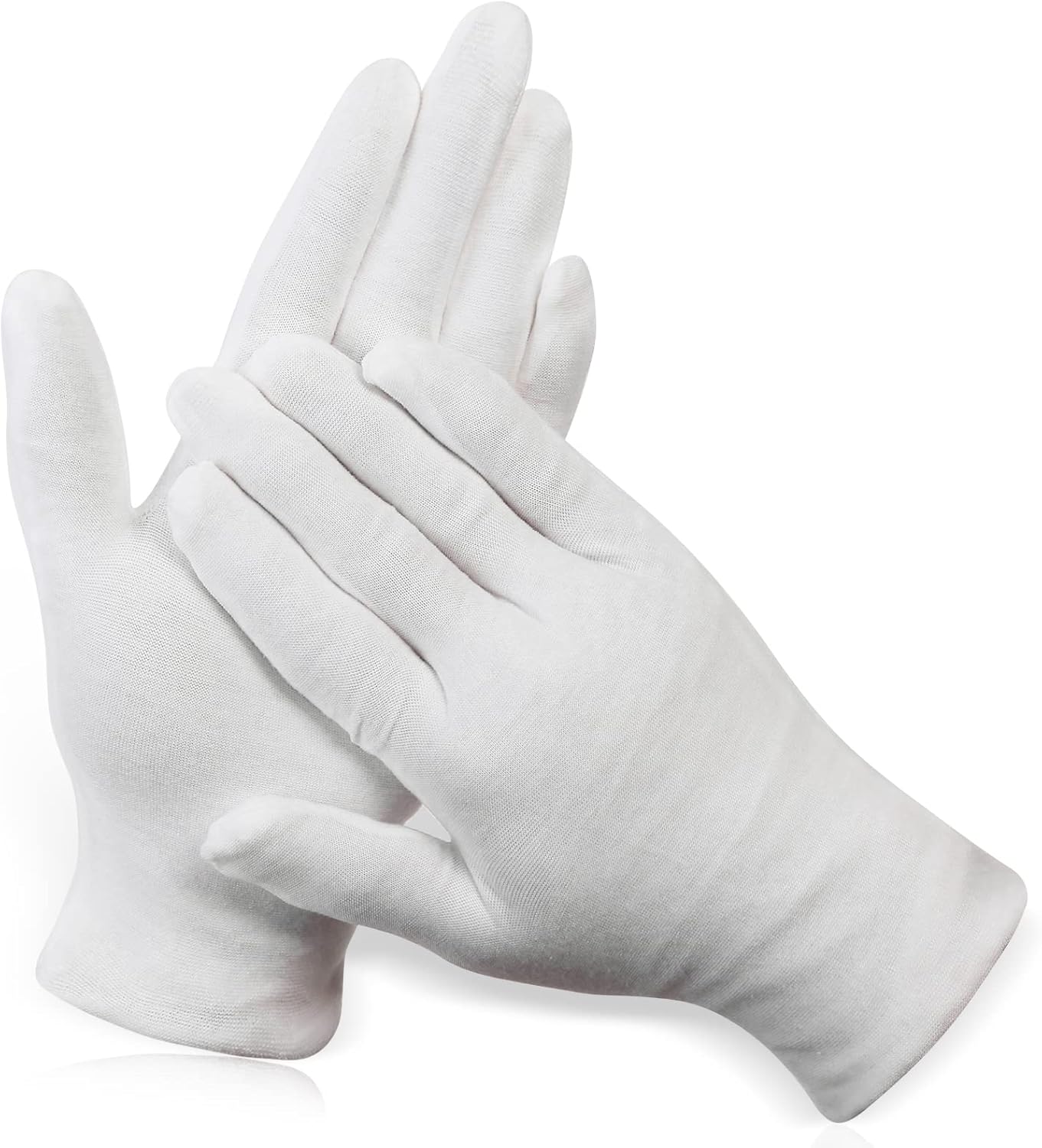 12 Pairs XL White Cotton Gloves for Moisturizing, Eczema Relief & Jewelry Inspection - Hand Spa Essential