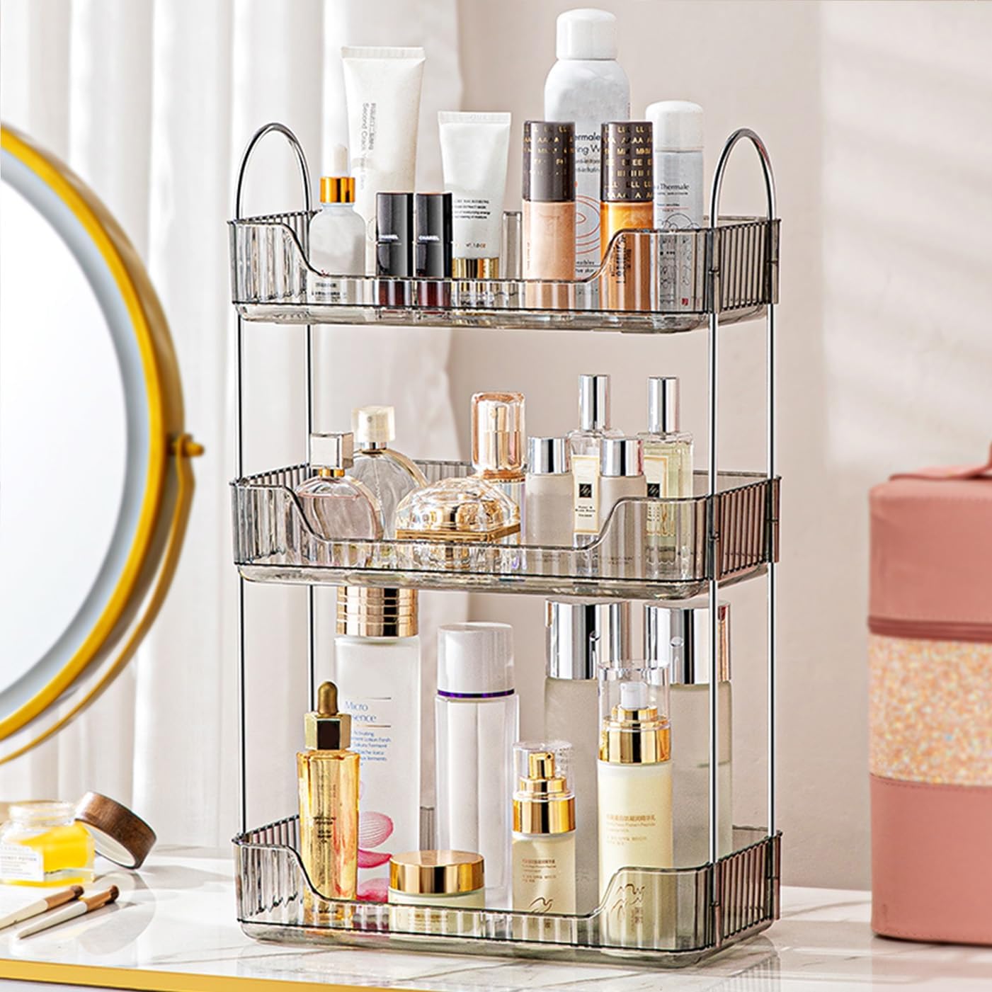 Aveniee Bathroom Counter Organizer - 3 Tier Perfume & Skincare Storage Shelf | Clear Vanity Makeup Tray
