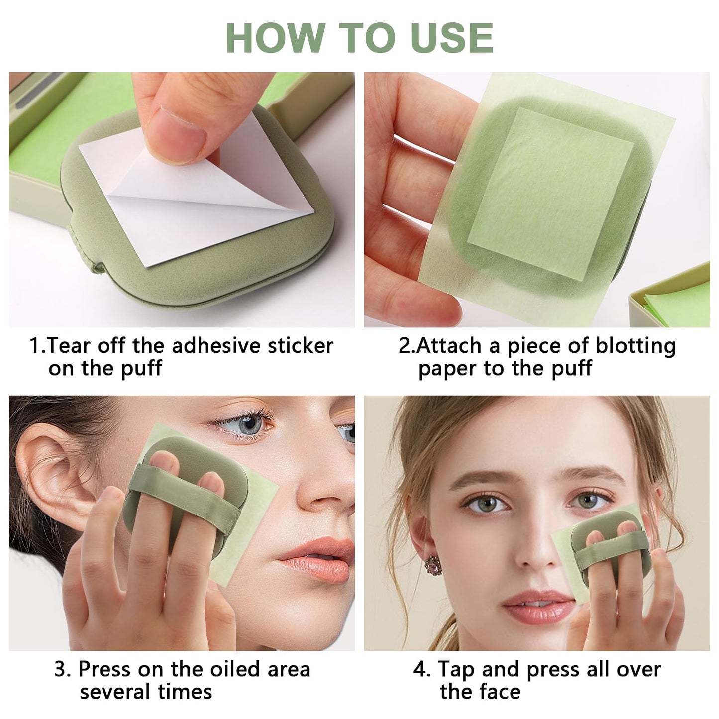 Jutqut Oil Blotting Sheets for Face with Mirror & Puff, 100 Sheets Oil Absorbing Sheets for Oily Skin, Natural Fiber Blotting Paper, Makeup Friendly Face Oil Control Sheets