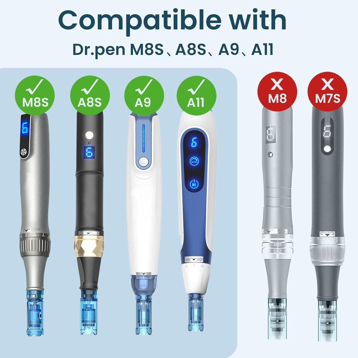 Microneedling Pen Cartridges - 12Pcs for Dr Pen M8S, A11, A8S, A9 | 0.25mm (4x36Pin, 4x18Pin, 4xRound Nano)