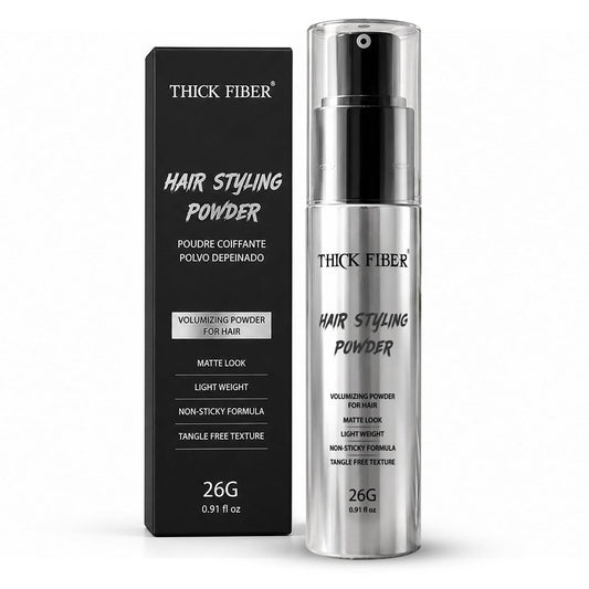 Thick Fiber Hair Styling Powder – Tangle-Free, Non-Sticky, No White Residue – Infused Clay-Based Powder for Volumizing & Texturizing – Matte Finish for Women and Men – Medium Hold – 26g