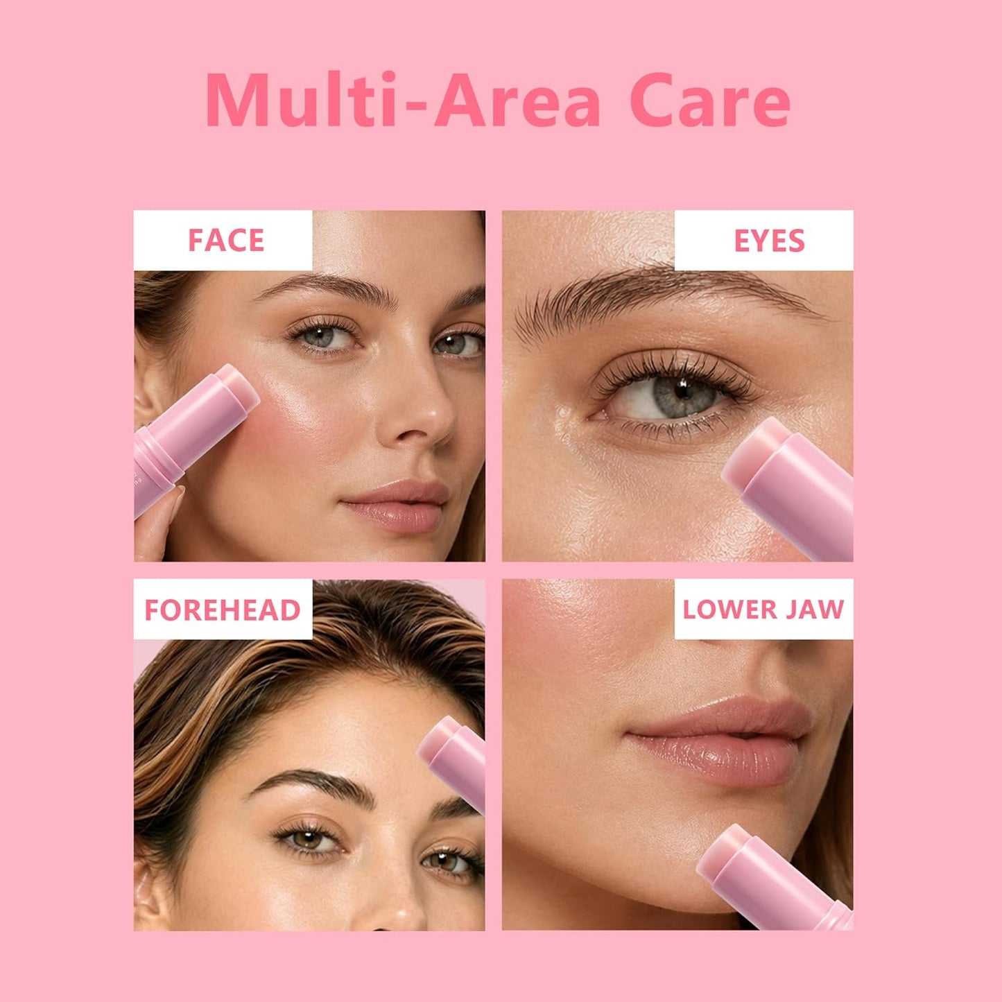 PDRN Collagen Multi Balm Stick & Eye Patches Set - Pink B12 & Caffeine Under Eye Care | 0.32 Oz Balm + 60 Patches