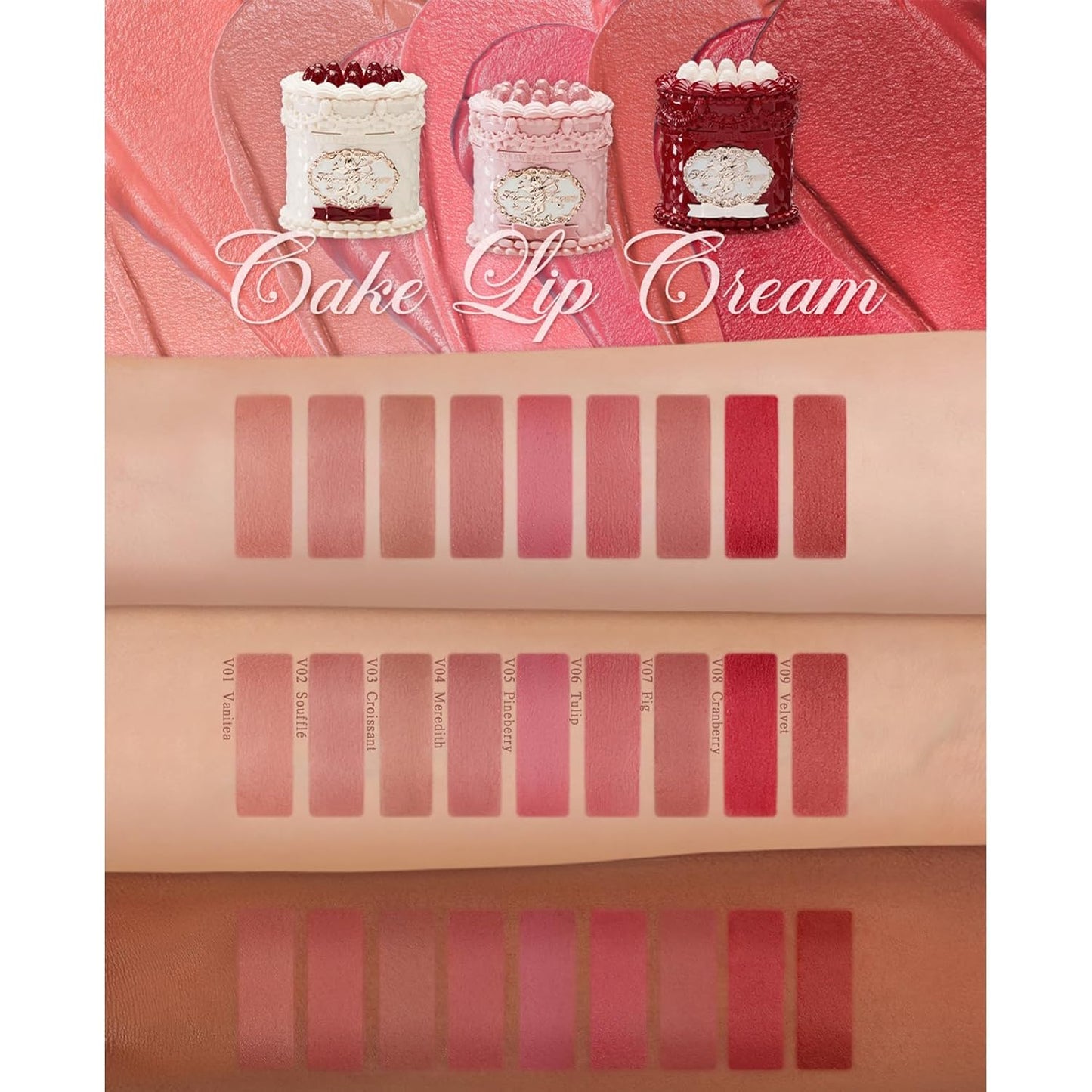 Flower Knows Strawberry Cupid Cake Lip Cream - Mauve Rose Pink Velvet Matte, Lightweight Hydrating Formula, Vegan