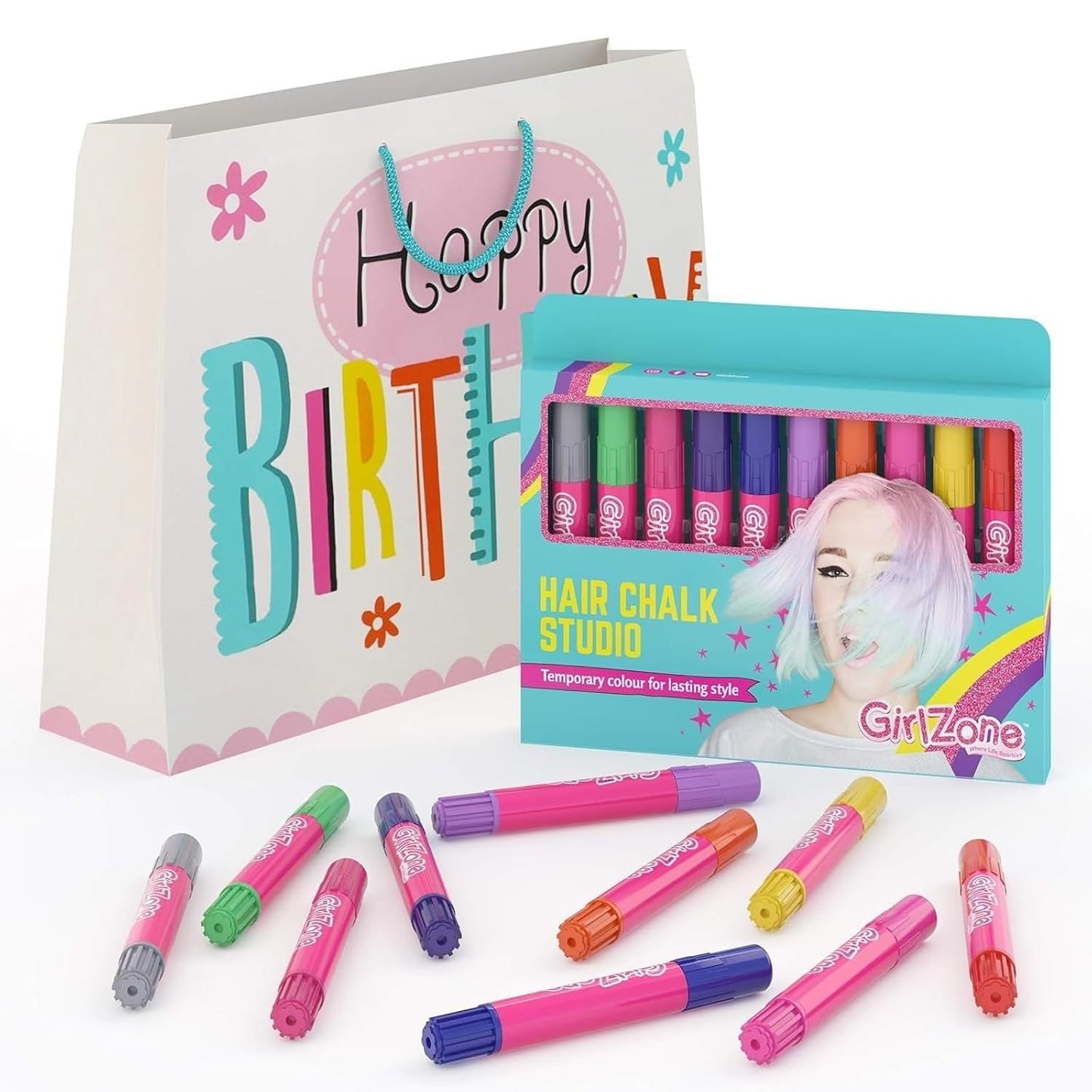 Hair Chalk Set for Kids - 10-Piece Temporary Color Kit | Easy Apply & Remove, Vibrant for Dress Up Parties
