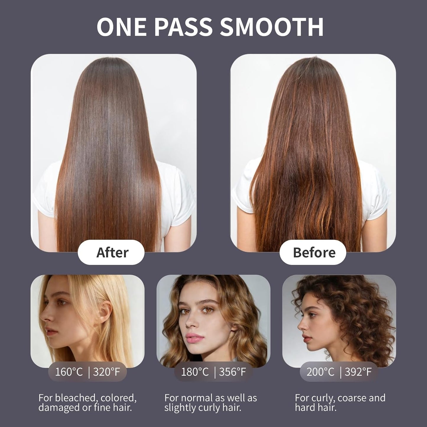 Cordless Hair Straightener Brush - Mini Travel Comb with 200 Million Negative Ions | 3 Temp Settings, Fast Heating