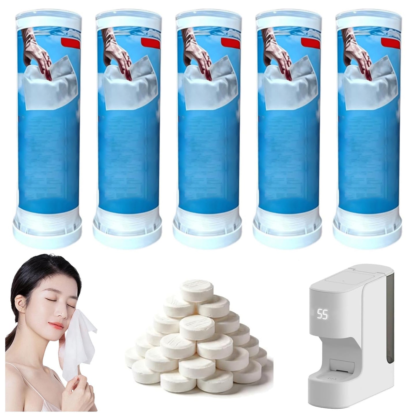 Steamy Hot Face Towel Dispenser (5s Instant Heat), 5 Temperature Modes, Ultra-Quiet Automatic Disposable Hot Face Towel Heater Machine, Smart Voice Alerts, Face Towel Warmer for Facials (100 Towel)