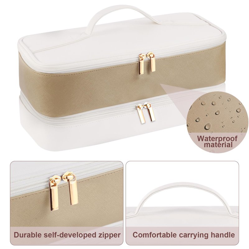 GENCAM Double Layer Travel Case for Shark Flex Fusion/Glam Ceramic, Flexfusion Storage Bag for HD641S HD641 HD642 HD642S, Carrying Case Compatible with Dyson Airwrap Shark Flexstyle (Golden White)