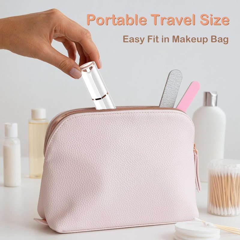 Facial Hair Removal Eyebrow Trimmer - Facial Shaver Device 2 in 1 Remover for Face Peach Fuzz Eyebrow Nose Ear Hair Chin Lips Armpit with LED Light Rechargeable for Women Men Travel Size (White)