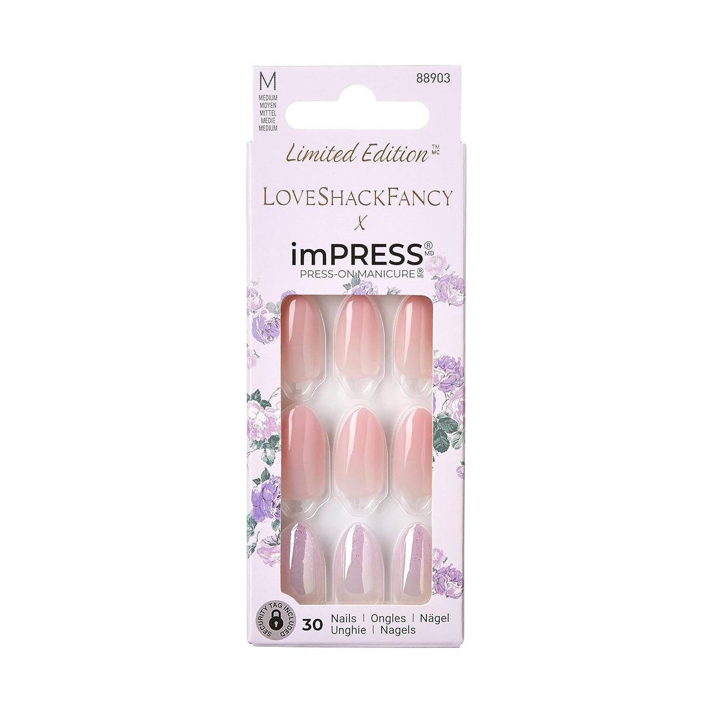 KISS Press-On Manicure - Lilac Crush Medium Coffin Purple Nails | Includes Prep Pad, Mini File & Cuticle Stick