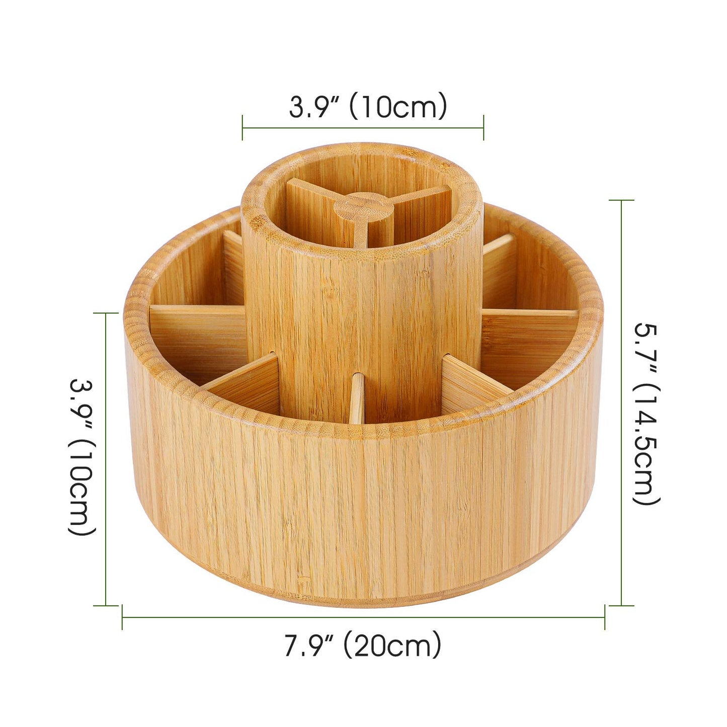 Utoplike Bamboo Rotating Art Supply Desk Organizer, Pencil Holder Desktop
