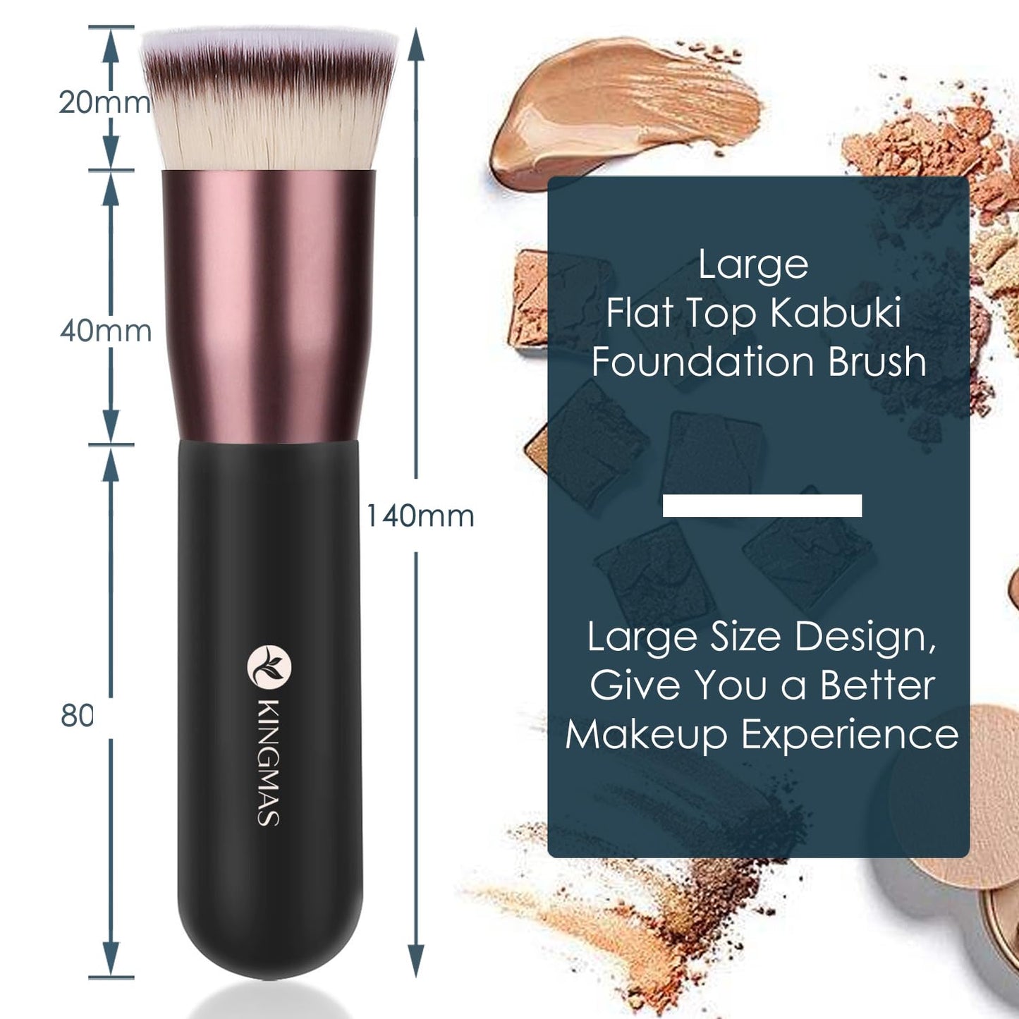 Flat Top Foundation Brush - Premium Kabuki Makeup Brush for Liquid & Cream | Black, A (Flat Top)