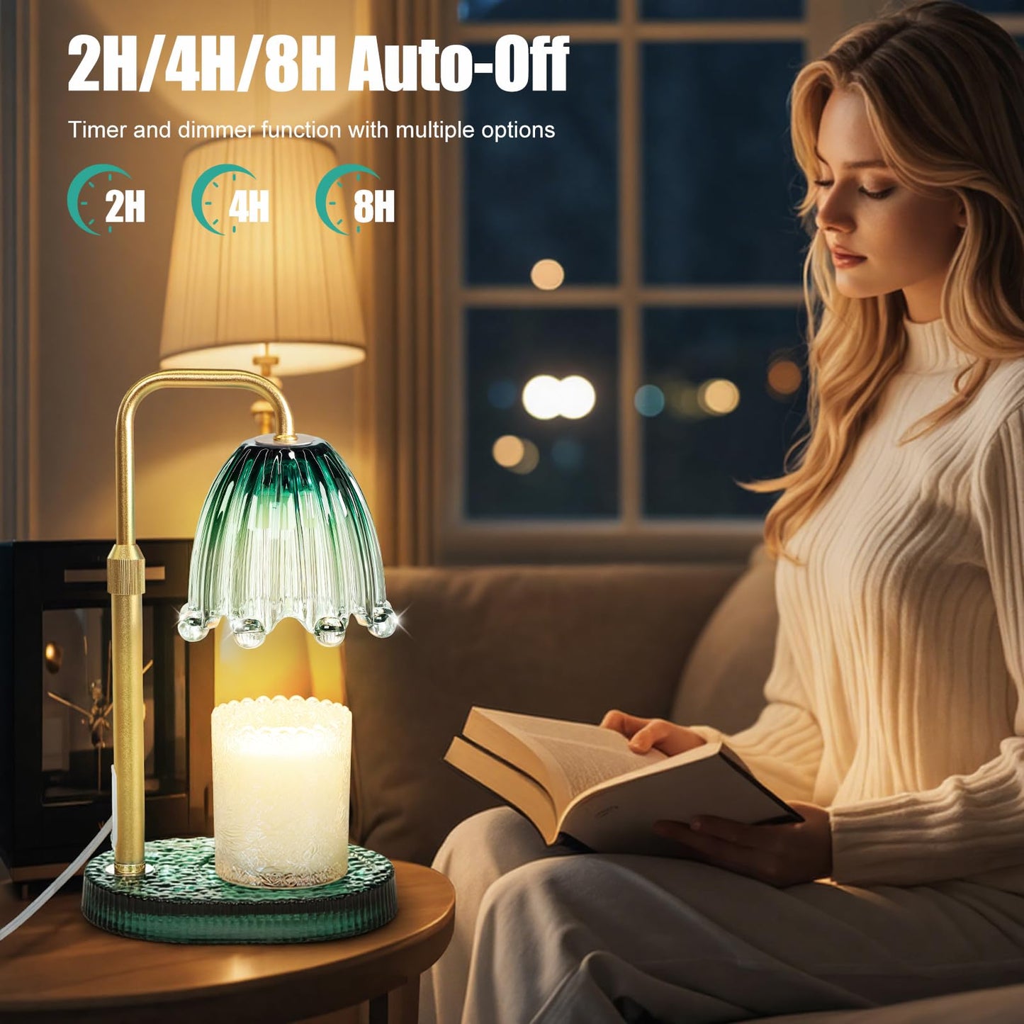 Maromamix Candle Warmer Lamp with Timer - Electric Wax Melt Warmer with Adjustable Height and Dimmer for Scented Candle Wax, Home Fragrance Décor and House Warming Birthday Gifts for Women Mom