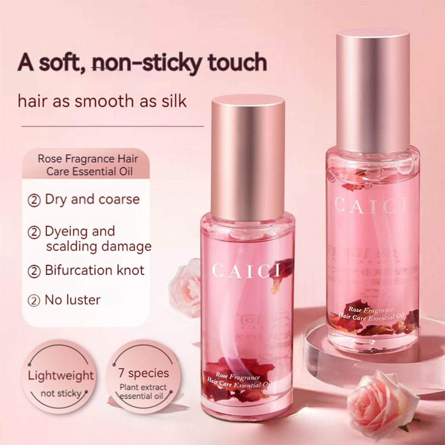 CLY AMS Hair Perfume,Hair Perfume Oil with Rose Makes Hair Smooth Split-Free Shiny and Not Easy to Break,Suitable for Frizzy Hair Damaged Hair Due to Perm and Dyeing