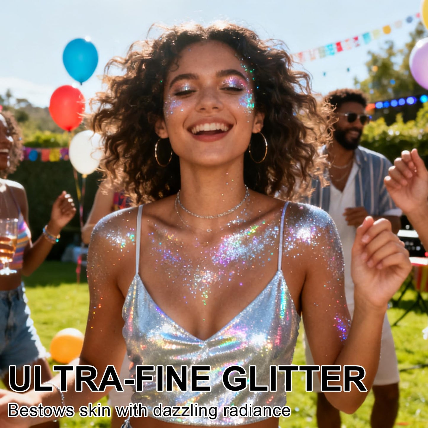 Glitter Spray, Ultra Fine Sparkle Resin Glitter Powder, Long Lasting Shimmer for Hair Body Makeup, Rave Festival Prom, DIY Crafts Clothes Accessories(Glint-Rainbow)