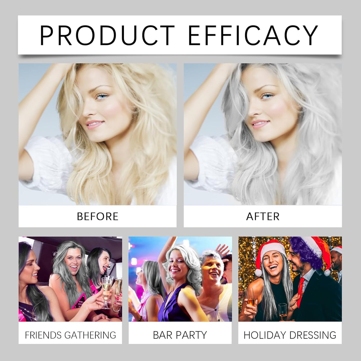 Silver Hair Dye - Plant-Infused Nourishing Formula for Dark Hair | Temporary Vibrant Silver Shade (3PCS)