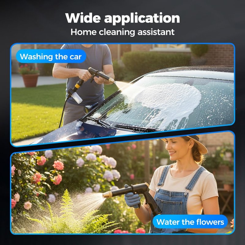 Jet Nozzle Power Washer for Garden Hose, 2026 New Pressure Washer Wand with 3 Adjustable Jet Nozzle, Pressure Washer Nozzle for Car Washing Patio Garden Outdoor Cleaning (1Set)