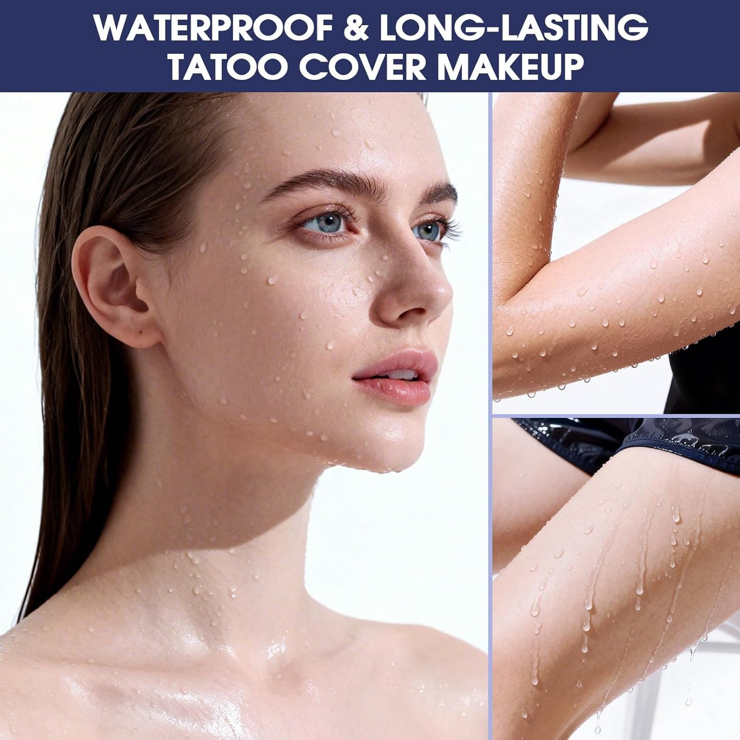 Tattoo Cover Up Makeup - Waterproof Cream for Body & Face | Blendable Light & Dark Shades with Sponges & Mixing Tool