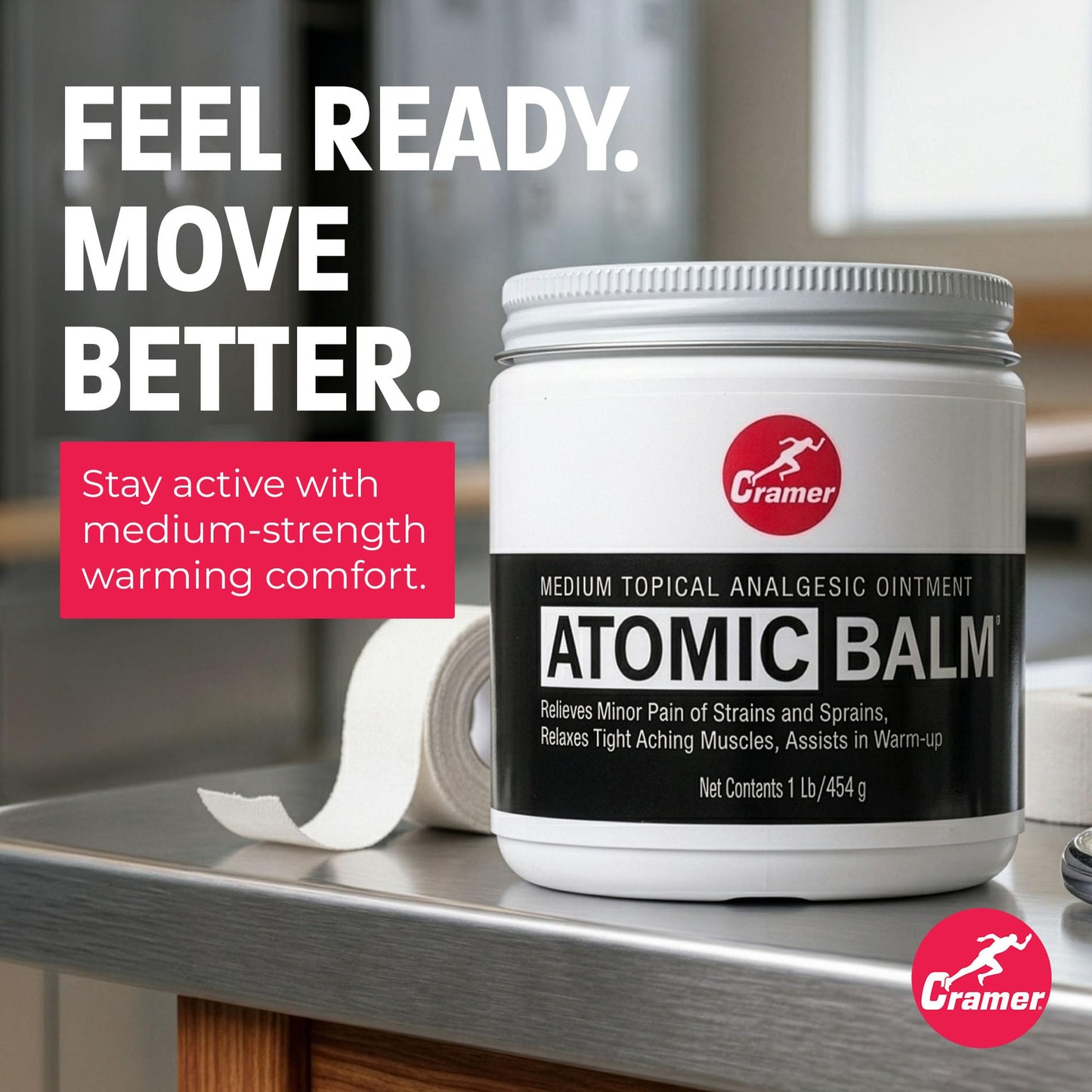 Cramer Atomic Balm, Medium Strength Warming Pain Reliever for Relieving Minor Pain From Strains & Sprains, Relaxing Tight Muscles, & Assisting in Warm-Up for Athletes, Relieve Joint & Arthritis Pain