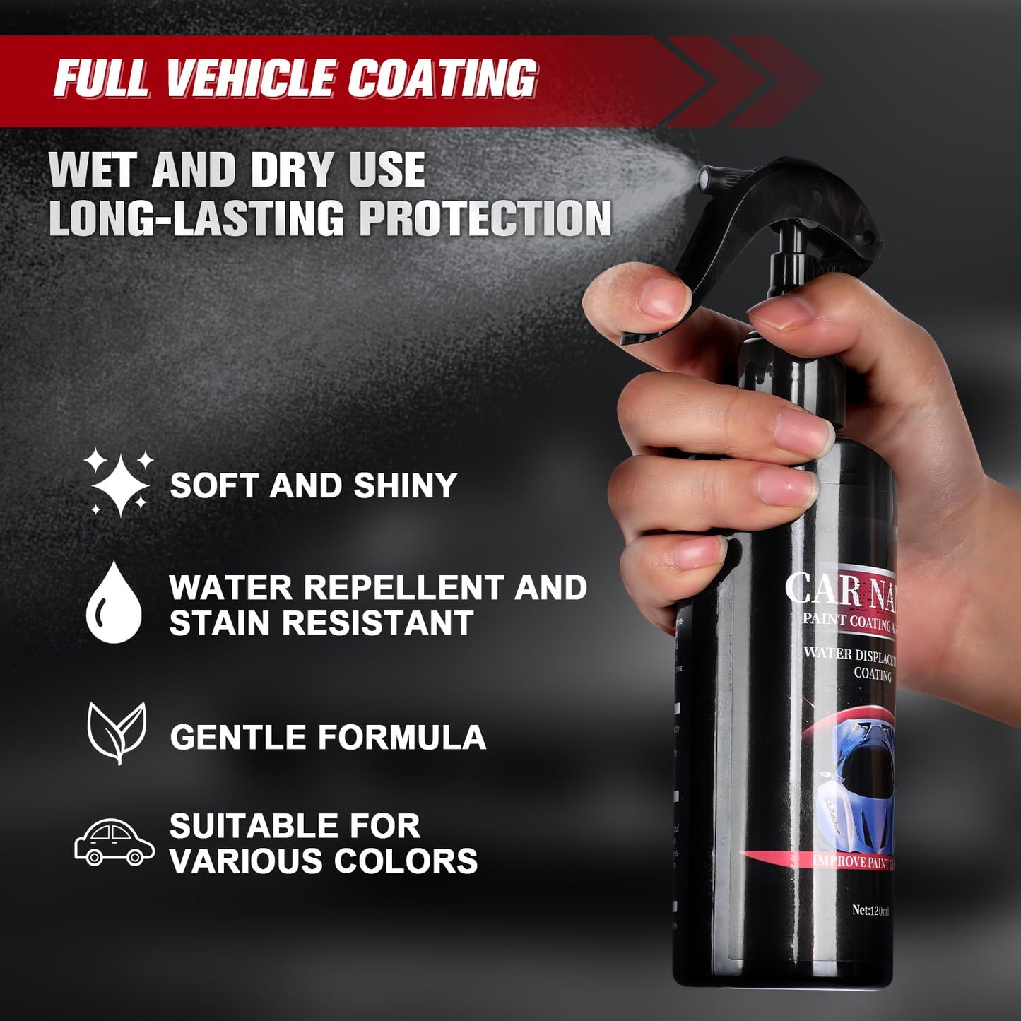 2PCS Yicengy Car Nano Paint Coating Agent Water Displacement Coating, Nurafix Scratch Remover, Nurafix Scratch Repair, Auto Nano Ceramic Coating Polishing Spraying,Fast Repairing Scratch (120ML)
