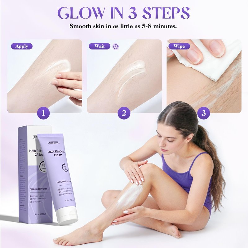 Body & Facial Hair Removal Cream for Women & Men, Painless Depilatory Cream for Sensitive Skin, Gentle Hair Remover for Legs, Arms, Underarms & Bikini Line with Spatula Applicator (1 PCS)
