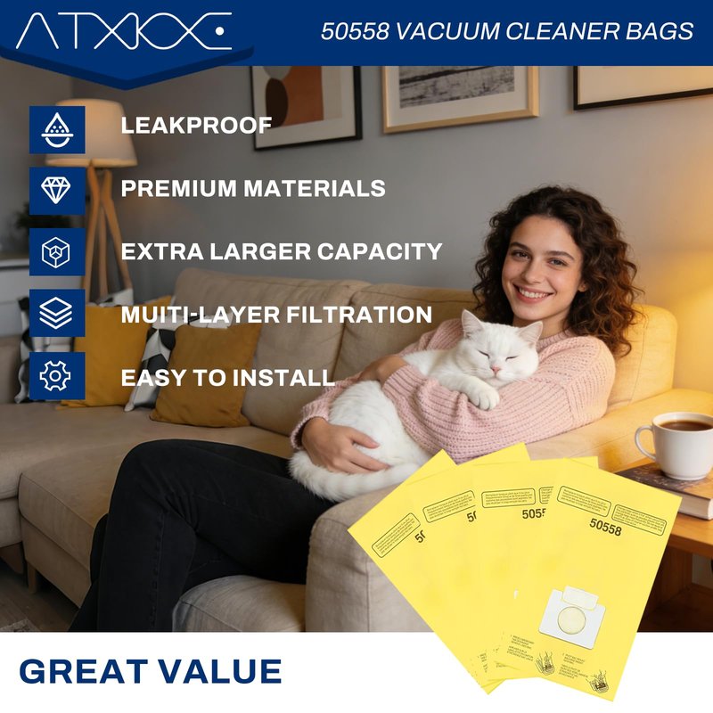 5055 Replacement Bags Compatible with Kenmore Canister Vacuum Type C/Q 50555, 50557, 50558 and Type C-5, C-18, 24 Pack