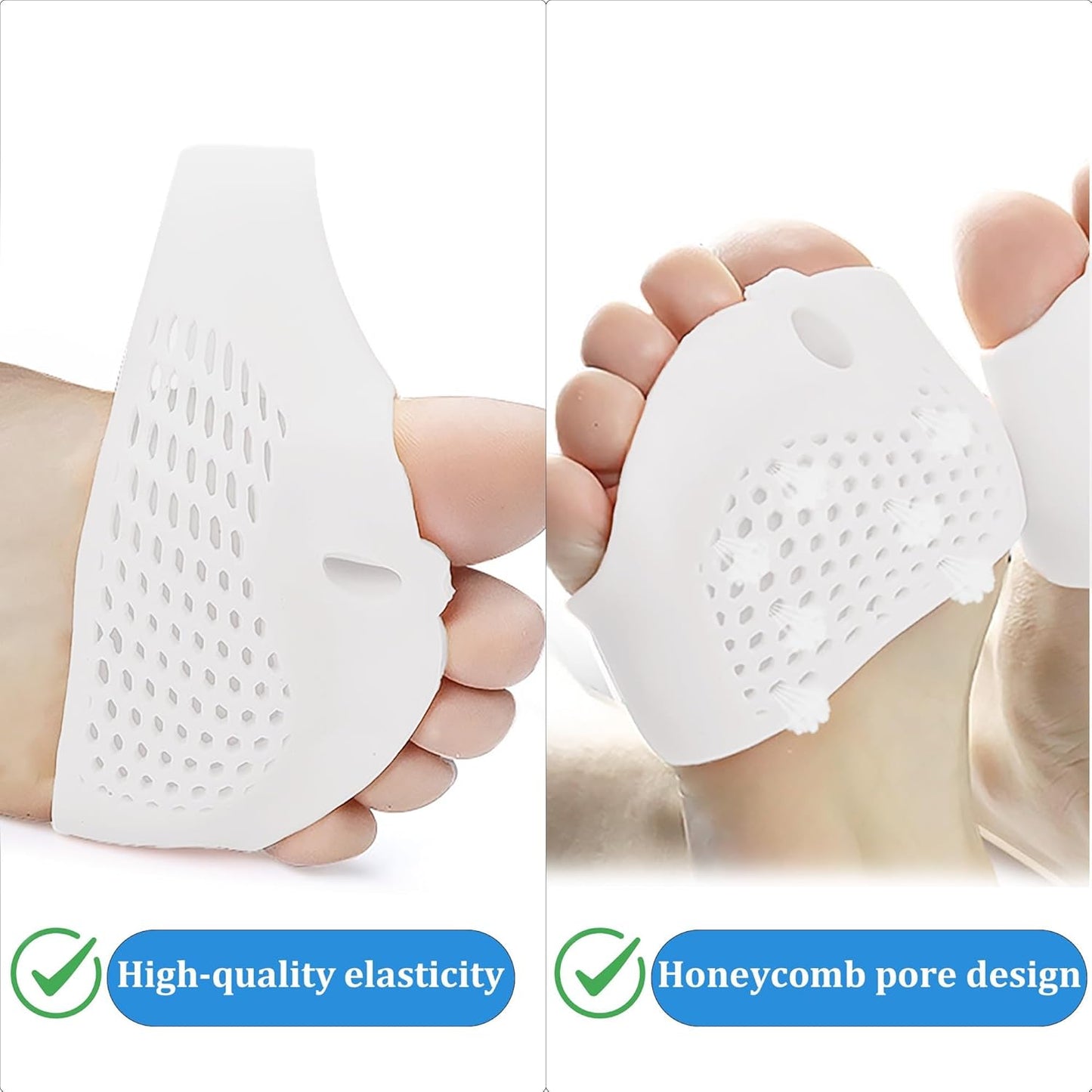 Silicone Toe Separators for Women | Breathable Gel Spacers for Overlapping Toes - Transparent, 4 Pairs