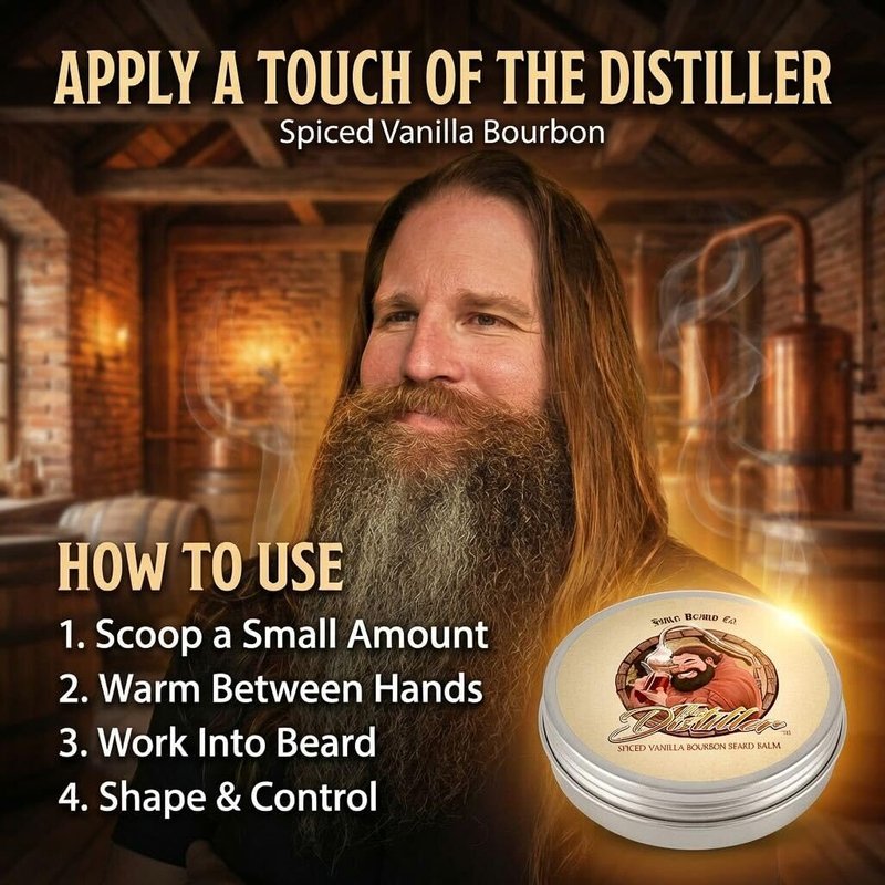 Fable Beard Co. Beard Balm - The Distiller, Mulled Spices, Aged Bourbon, and Deep Barrel Woods, Natural Beard Balm for Men with Jojoba & Argan Oils, Beard Conditioner, Made in USA (2 Fl Oz)