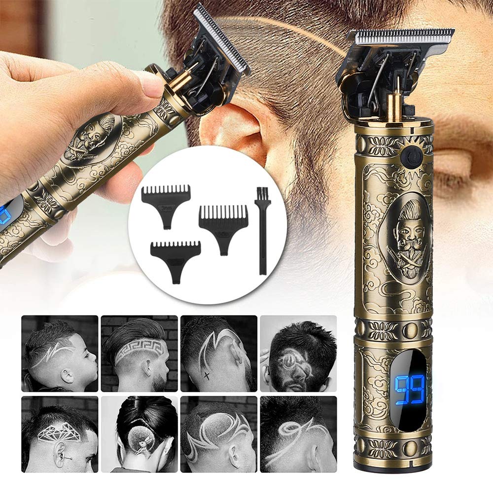RESUXI Hair Clippers for Men Hair Trimmer for Barbers,Professional Cordless T Blade Trimmer, Beard Edger Liners for Men,Barber Shavers for Hair Cutting,Gold Knight Close-Cutting Hair Machine