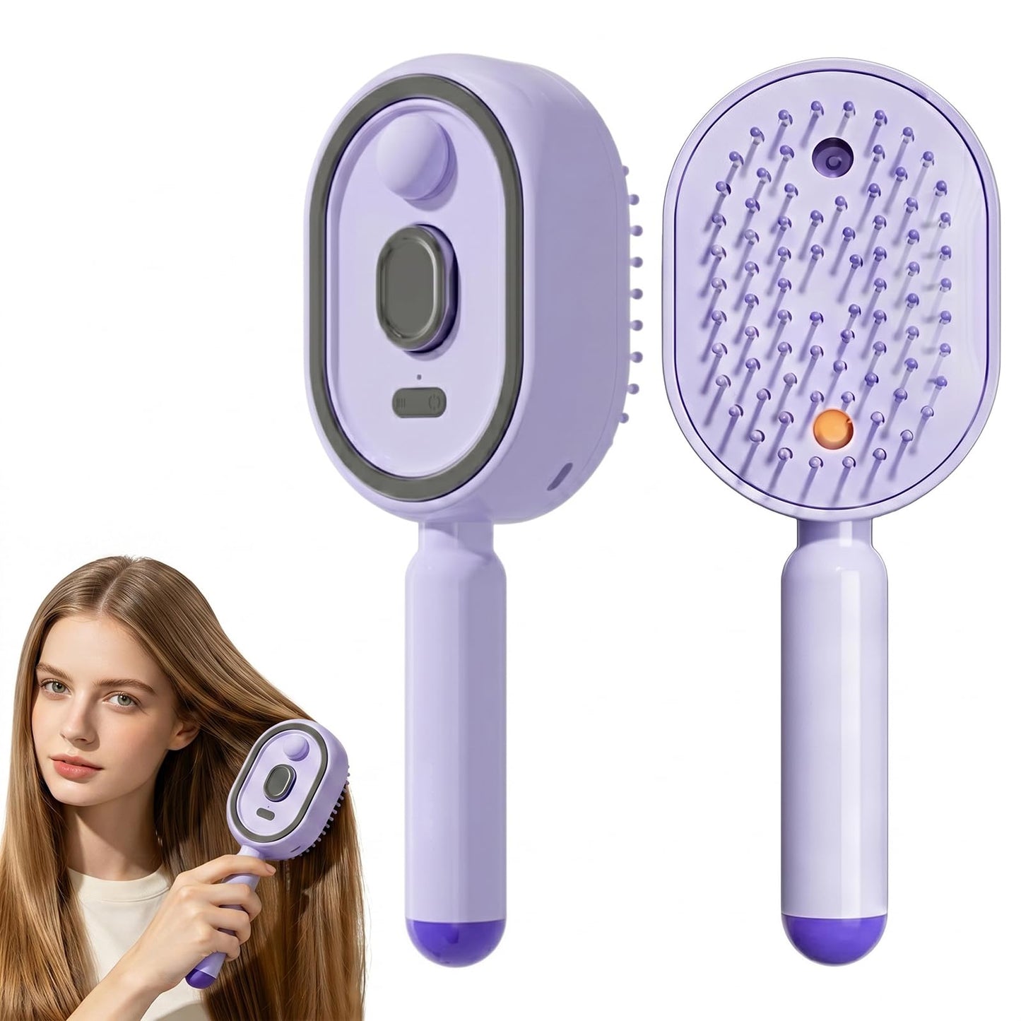 Electric Spray air Cushion Massage Comb 3-in-1 Steam Hair Brush Hairbrush Electric Spray Hair Cushion Comb Detangling Scalp Care for Hair Tangles & Dryness (Purple)