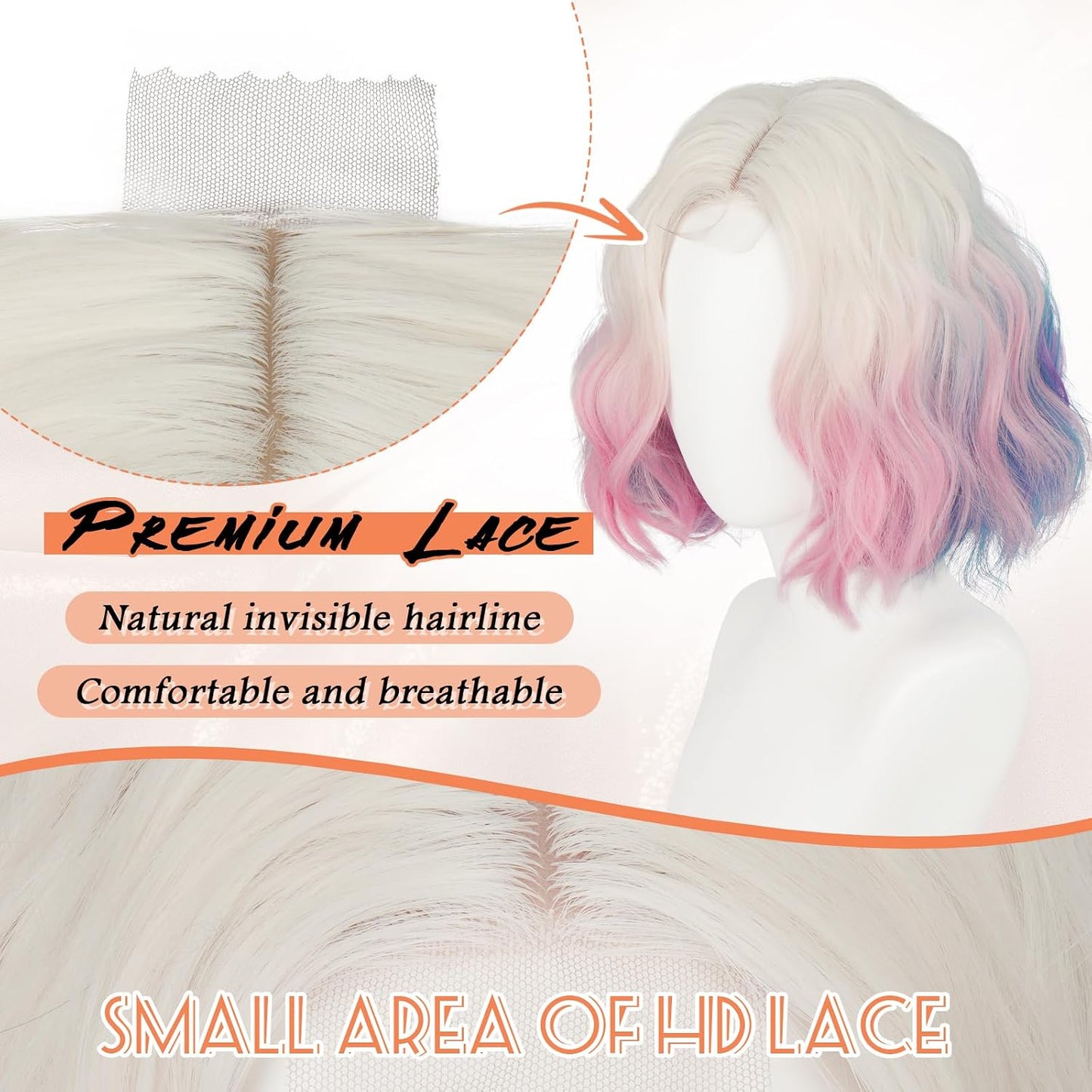 Blonde Bob Wig for Women - Lace Front Short Soft Wavy Curly Synthetic Hair | 11 Inch Natural Look