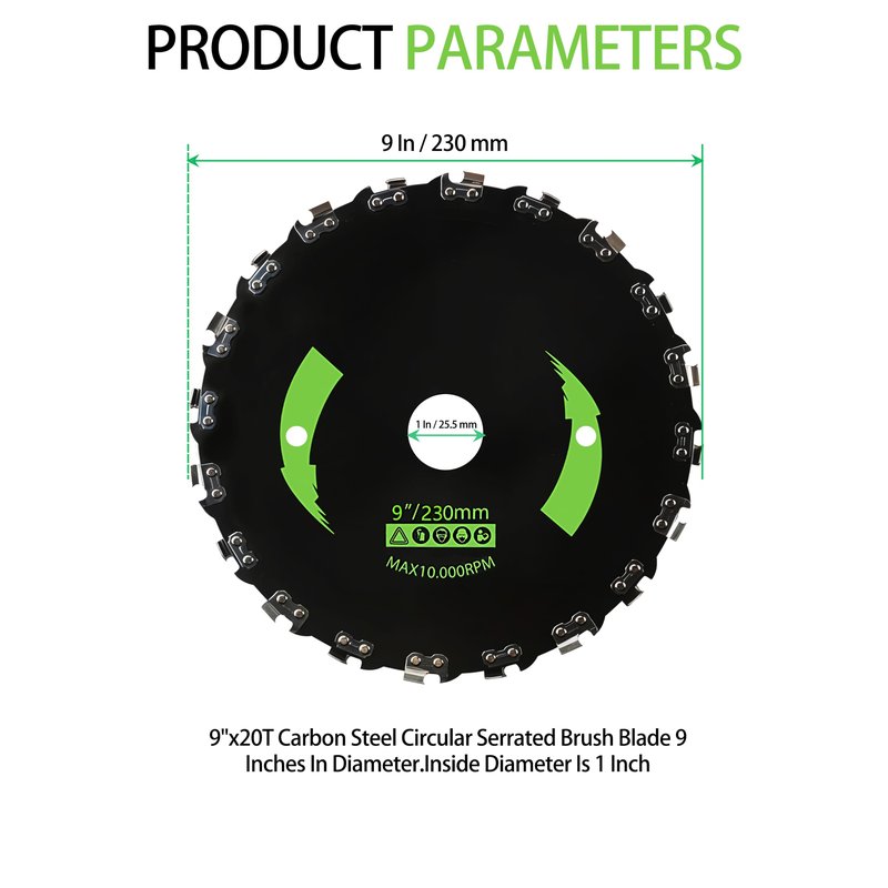 Brush Cutter Trimmer Conversion Kit with 9" x20T Carbon Steel Chainsaw Brush Cutter Blades, Includes, Files, Gloves, Compatible with Echo Models SRM-225, SRM-225i, SRM-266, SRM-280