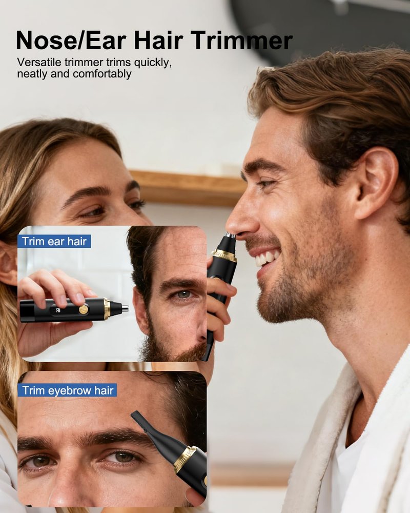 Nose Hair Trimmer for Men and Women,2025 Professional Painless IPX7 Waterproof Eyebrow & Facial Hair Trimmer,USB Rechargeable with LED Display Dual-Edge Blades for Smoother Cutting,Christmas Gifts