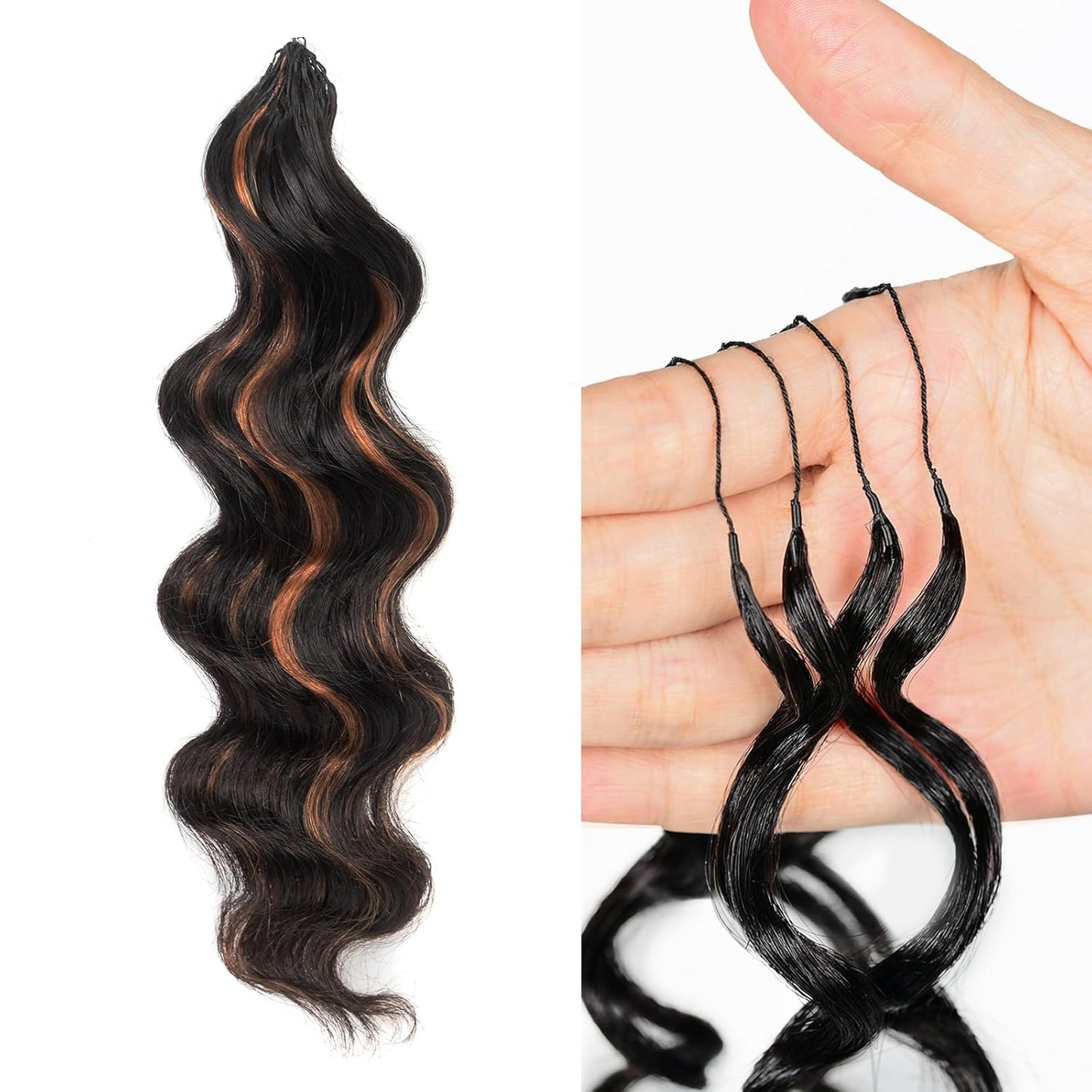 ToyoTress Ocean Wave Crochet Hair - 10 Inch Invisible Knotless Deep Curly Braiding Hair | Natural Color, 250G