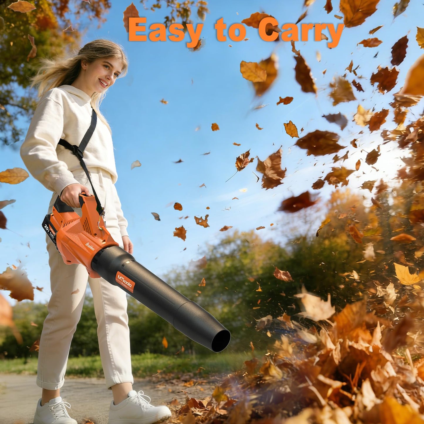 Leaf Blower Cordless, New Upgraded 1200W Brushless Motor Leaf Blower, 700CFM 200MPH with 3 Speed Modes, 160Mins Max Runtime, Handheld Electric Blower for Lawn Care, Yard, Dust & Snow (Orange)