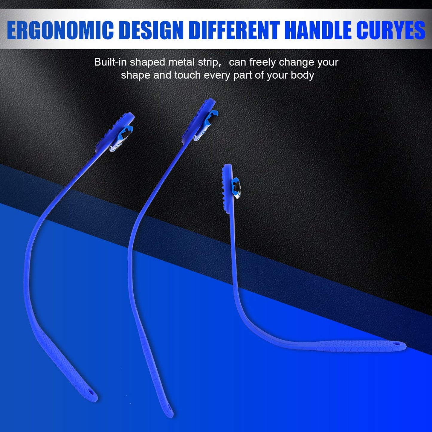 Back& Body Shaver for Men,Back Hair Trimmer for Men with Long Bendable Ergonomic Silicone Handle,10 of The Wet or Dry Disposable Razor Blades,Bath Brush Included(Blue)