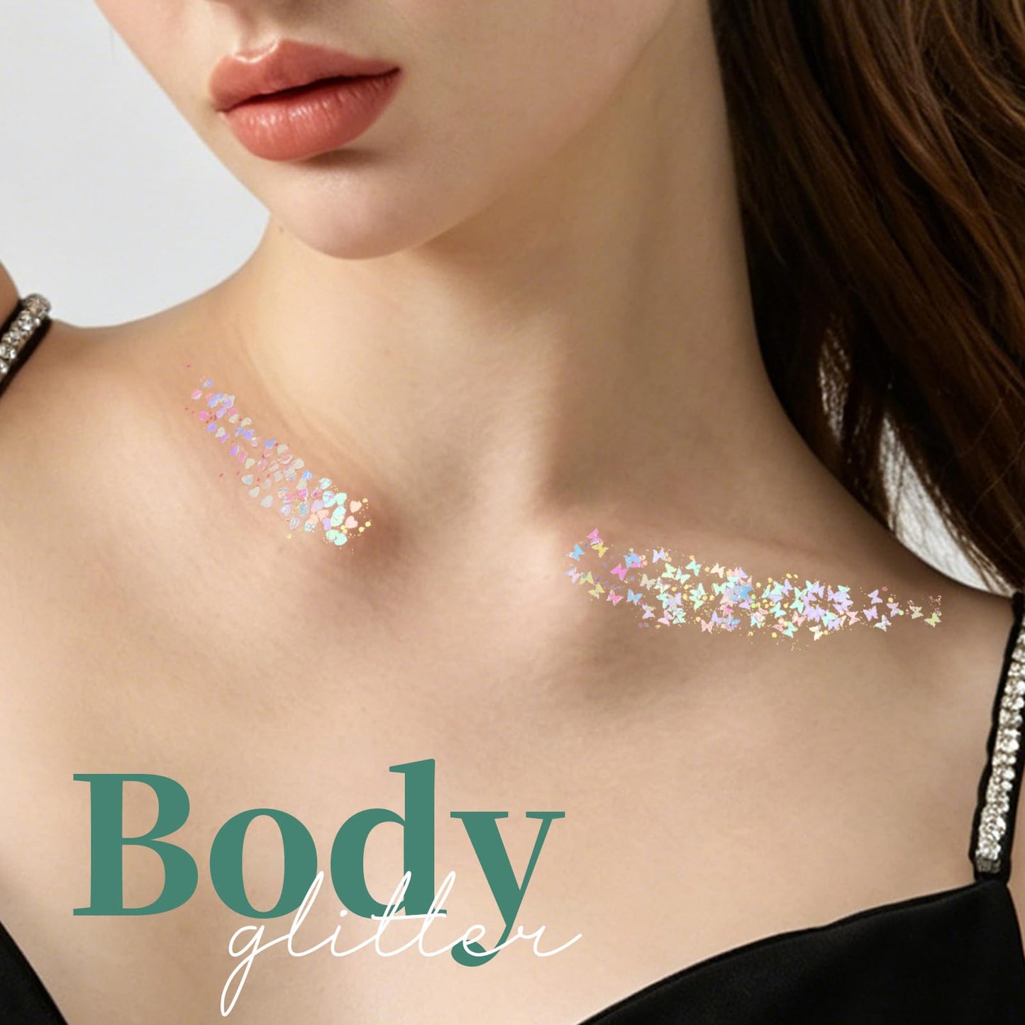 Teenitor Clear White Body Glitter Face Glitter Hair Glitter for Women, 9 Shapes Face, Body Hair Glitter Gel, Makeup Glitter for Concerts Music Festival Birthday Party Halloween