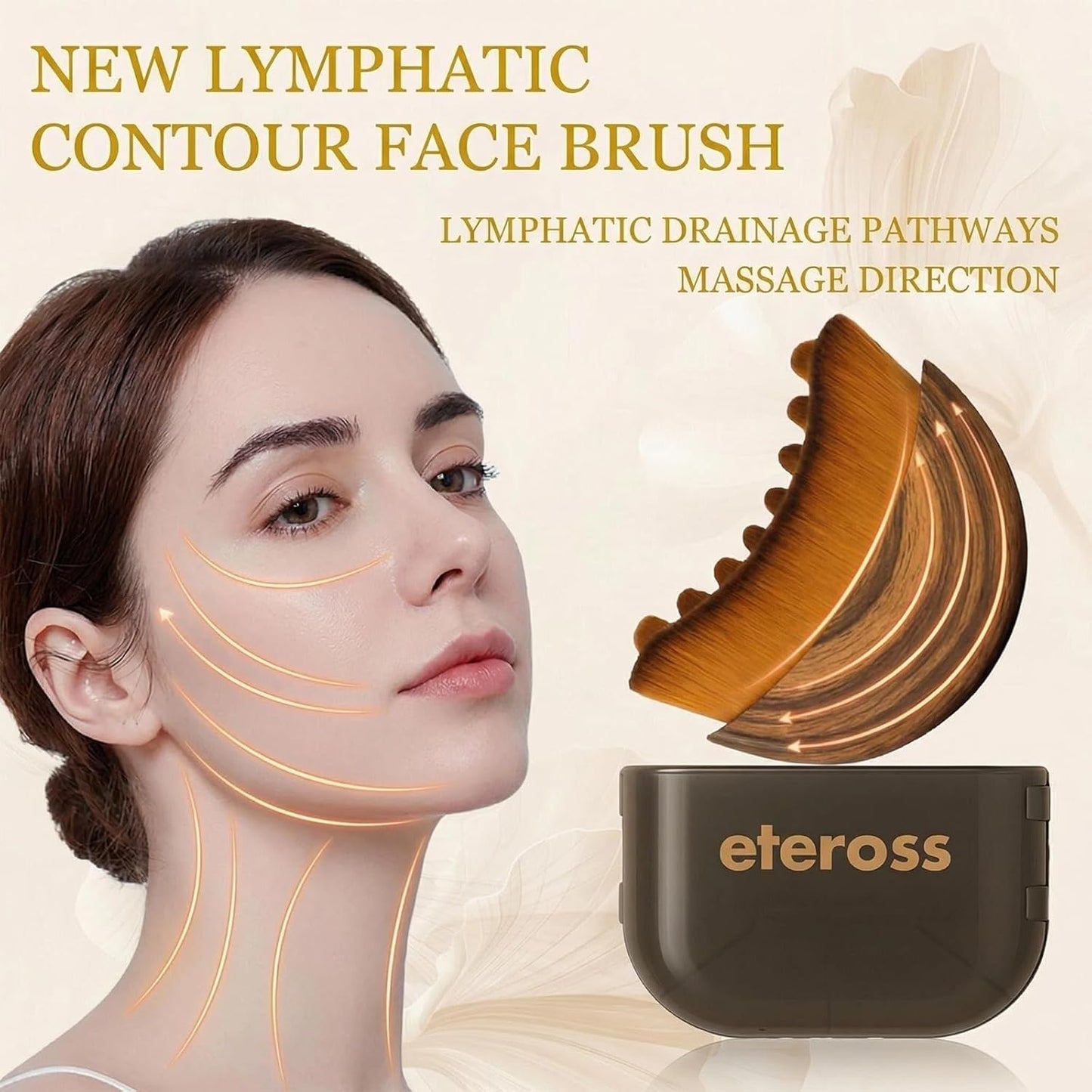 Lymphatic Contour Face Brush - Sculpting Tool for Lymphatic Drainage, Ultra Soft Bristles | Reduces Puffiness & Gentle on Skin