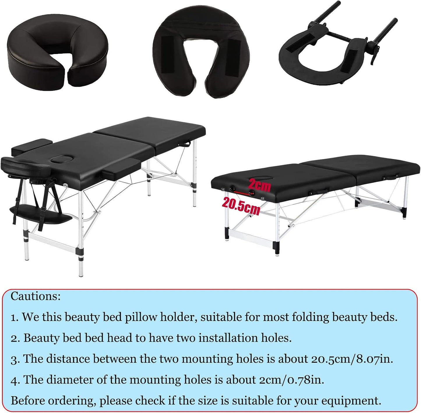 Adjustable U-Shaped Massage Table Headrest Pillow - Elastic Memory Foam Face Cushion for Beauty Beds