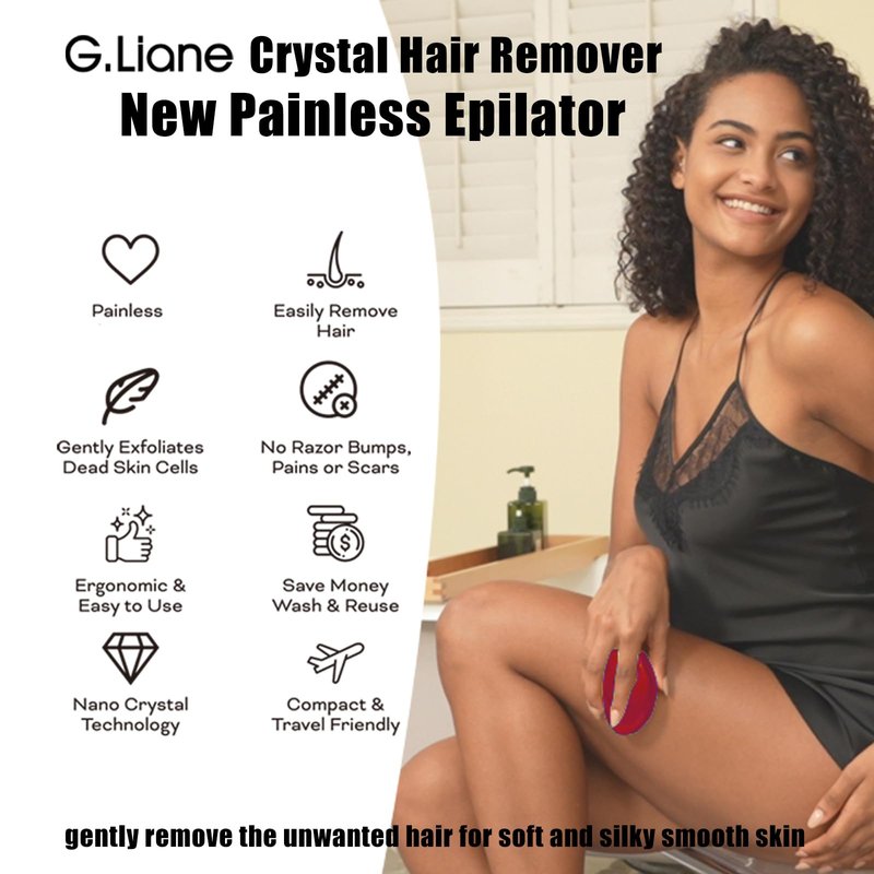 G.Liane Crystal Hair Eraser,Upgraded Painless Crystal Hair Remover,Effective Nano Glass Hair Removal Device and Skin Exfoliation,Body Epilator for Women and Men(Red)